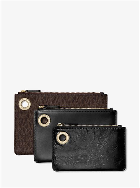 trio michael kors|Leather and Logo Pouch Trio .